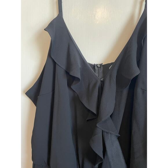 Kate & Mallory sleeveless ruffled jumpsuit black zip elastic waist wide leg 2X - Picture 3 of 8